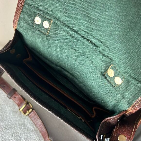 Handmade Brown Genuine Goat Leather Messenger Satchel Bag 9” adjustable Strap - Picture 5 of 5